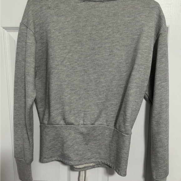 Gray Lace-Up Women's Top - Picture 2 of 4